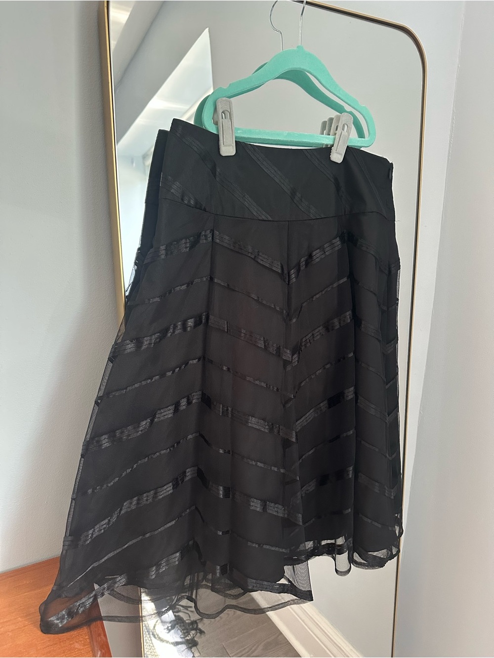Oasis Black A-Line Layered Stripe Skirt